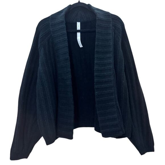 Lululemon Twin Rib Sweater Wrap Black Open Front Cardigan Women's Size M/L - Picture 1 of 6